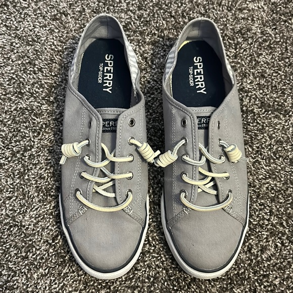 Sperry Top-Sider gray and white striped sneakers size 10 - Picture 1 of 9